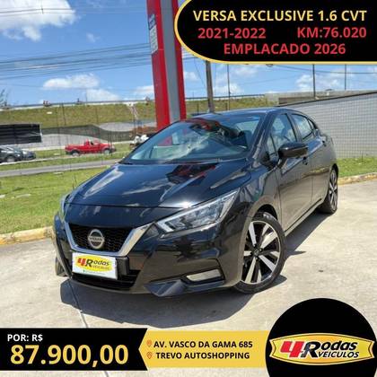 NISSAN VERSA 1.6 16V FLEX EXCLUSIVE XTRONIC NISSAN VERSA 1.6 16V FLEX EXCLUSIVE XTRONIC